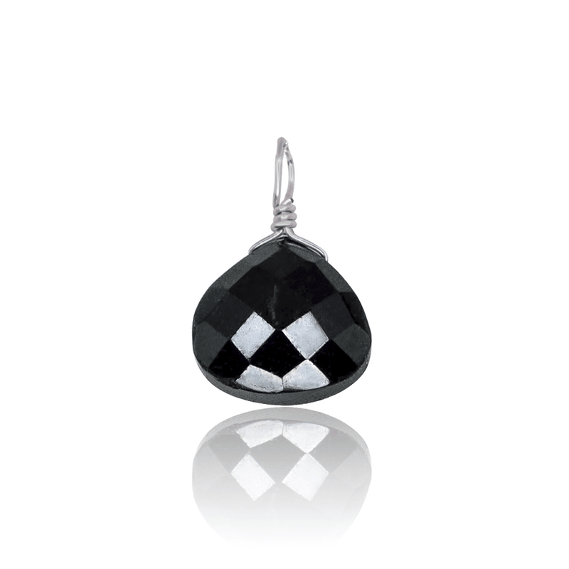 Tiny Black Tourmaline Teardrop Gemstone Pendant - Tiny Black Tourmaline Teardrop Gemstone Pendant - Stainless Steel - Luna Tide Handmade Crystal Jewellery
