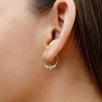 Tiny Labradorite Gemstone Bead Hoop Earrings - Tiny Labradorite Gemstone Bead Hoop Earrings - 14k Gold Fill - Luna Tide Handmade Crystal Jewellery