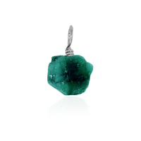 Tiny Raw Emerald Crystal Pendant - Tiny Raw Emerald Crystal Pendant - Stainless Steel - Luna Tide Handmade Crystal Jewellery
