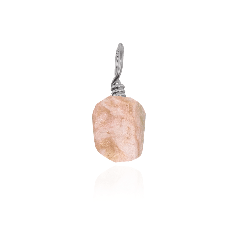 Tiny Raw Pink Peruvian Opal Crystal Pendant - Tiny Raw Pink Peruvian Opal Crystal Pendant - Stainless Steel - Luna Tide Handmade Crystal Jewellery