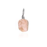 Tiny Raw Pink Peruvian Opal Crystal Pendant - Tiny Raw Pink Peruvian Opal Crystal Pendant - Stainless Steel - Luna Tide Handmade Crystal Jewellery