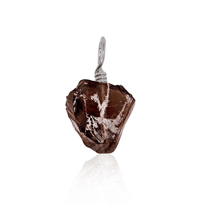 Tiny Raw Smoky Quartz Crystal Pendant - Tiny Raw Smoky Quartz Crystal Pendant - Stainless Steel - Luna Tide Handmade Crystal Jewellery