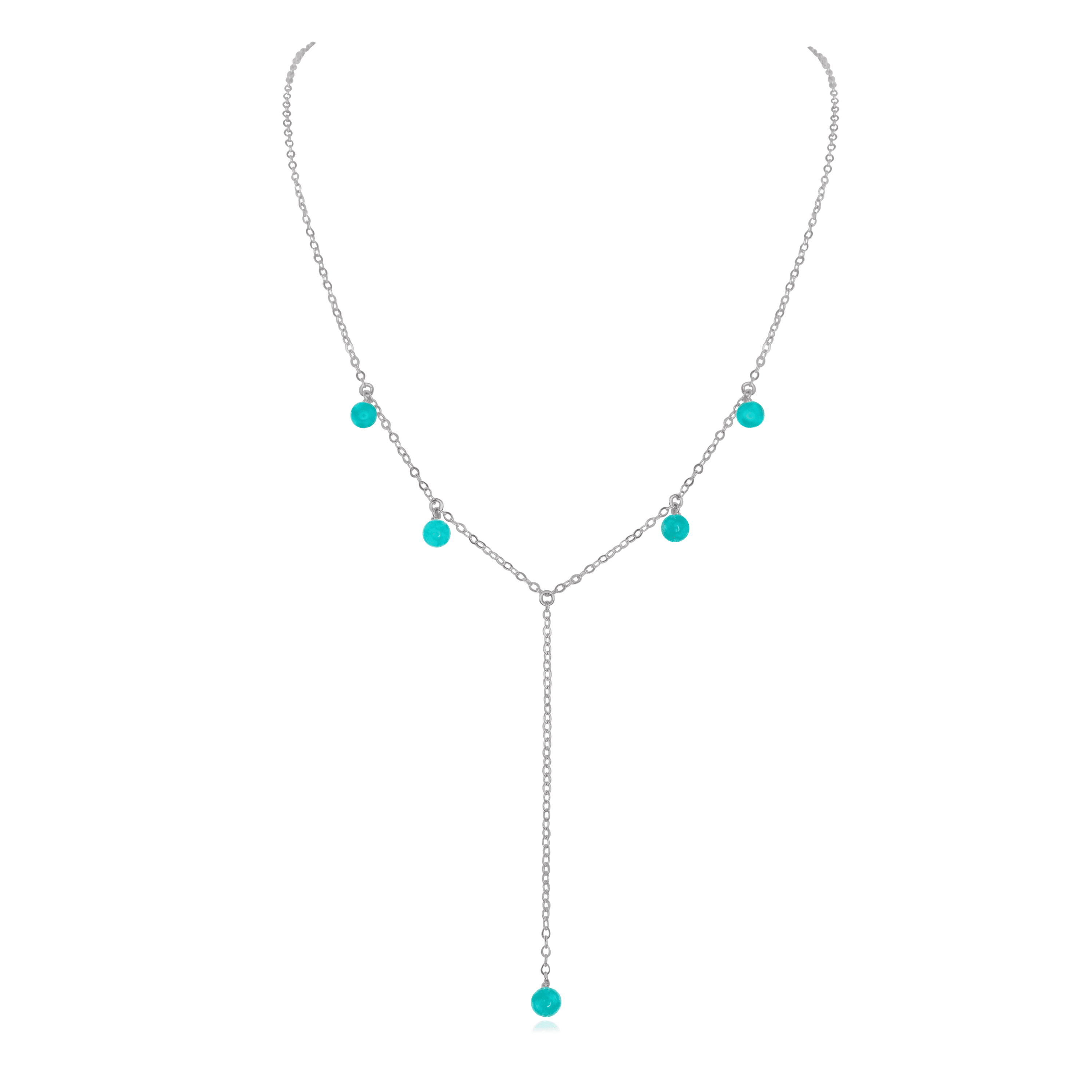 Turquoise Boho Lariat Necklace - Turquoise Boho Lariat Necklace - Stainless Steel - Luna Tide Handmade Crystal Jewellery