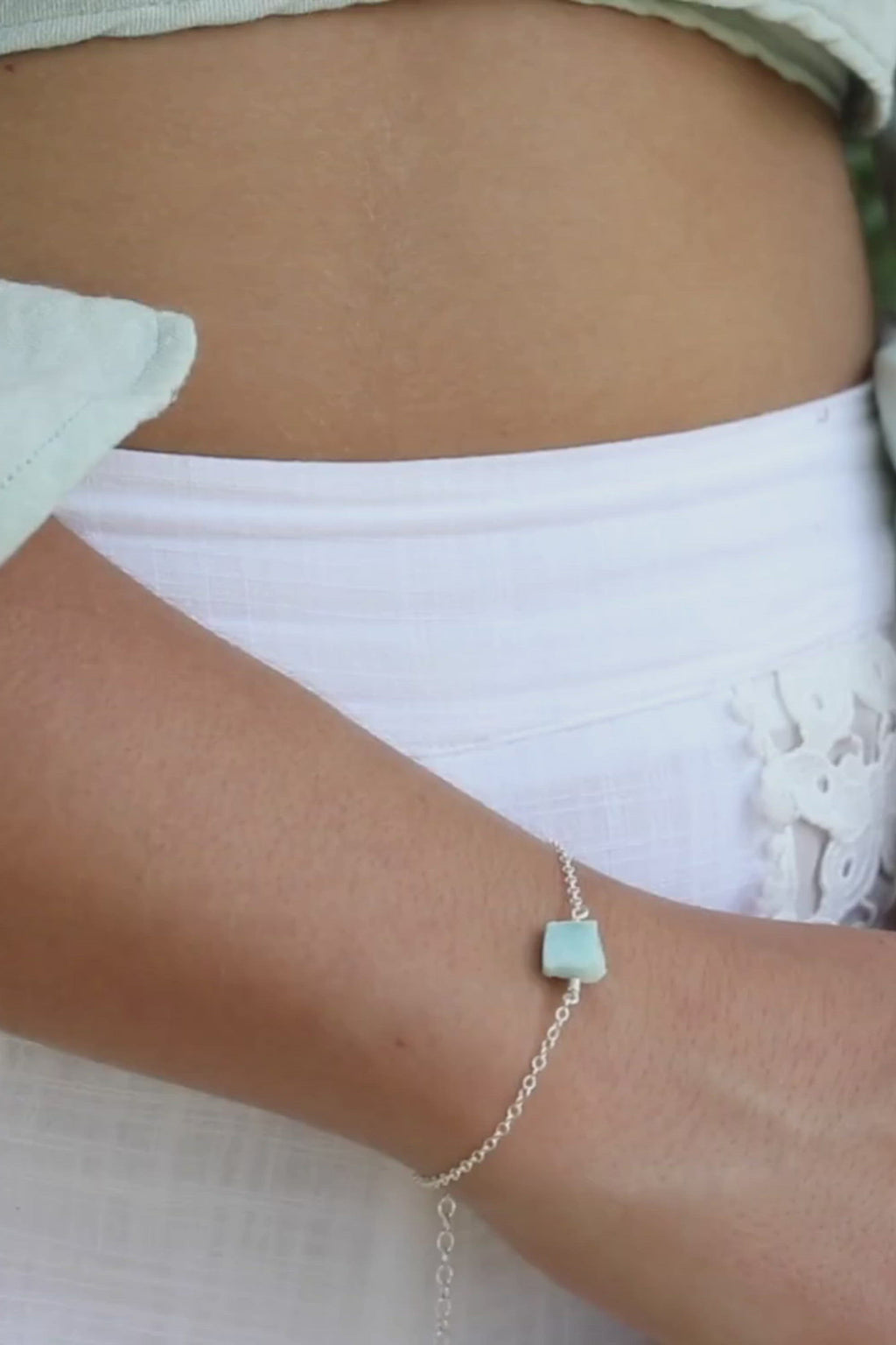 Raw Larimar Crystal Nugget Bracelet