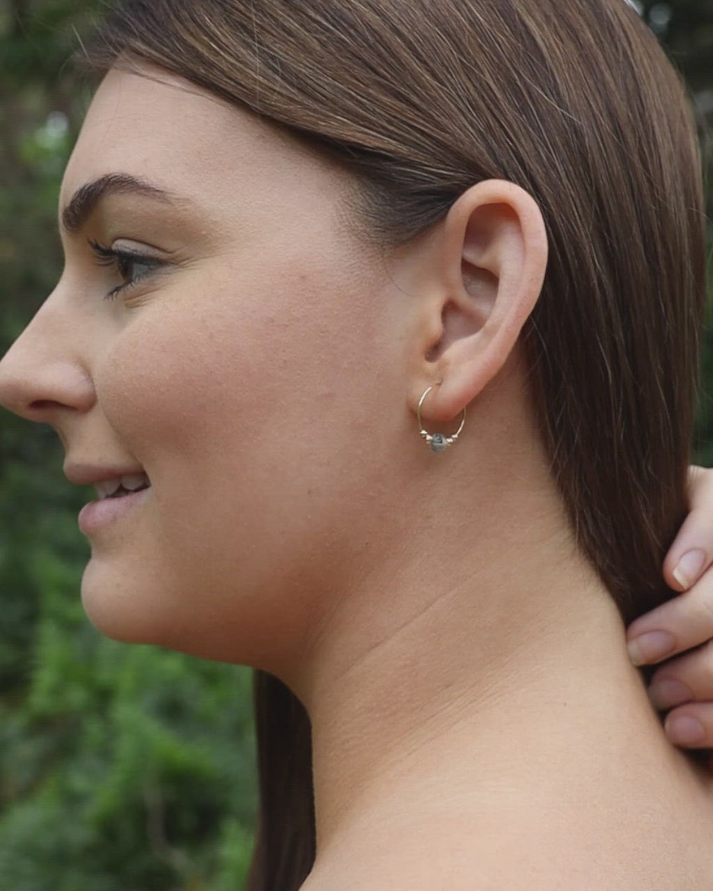 Tiny Prehnite Gemstone Bead Hoop Earrings