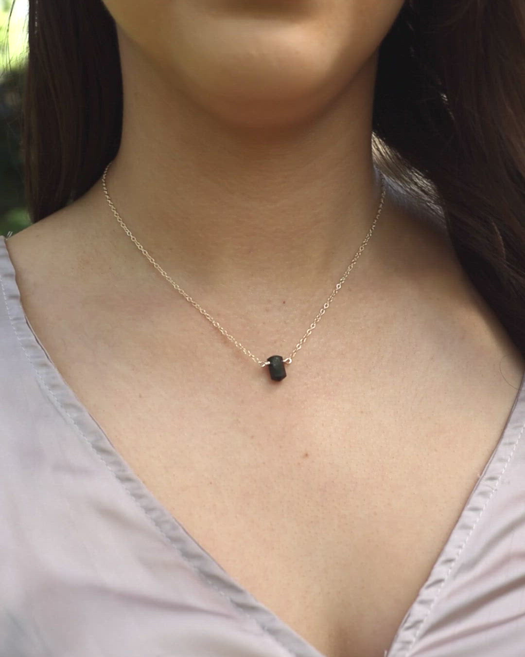 Double Terminated Black Tourmaline Mini Crystal Point Necklace