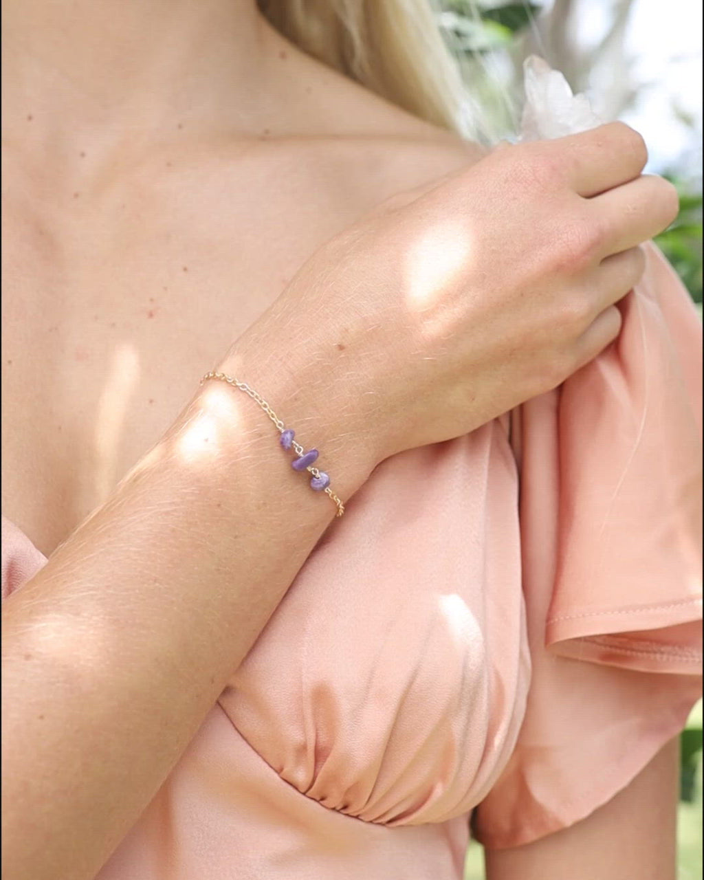 Charoite Beaded Chain Bracelet