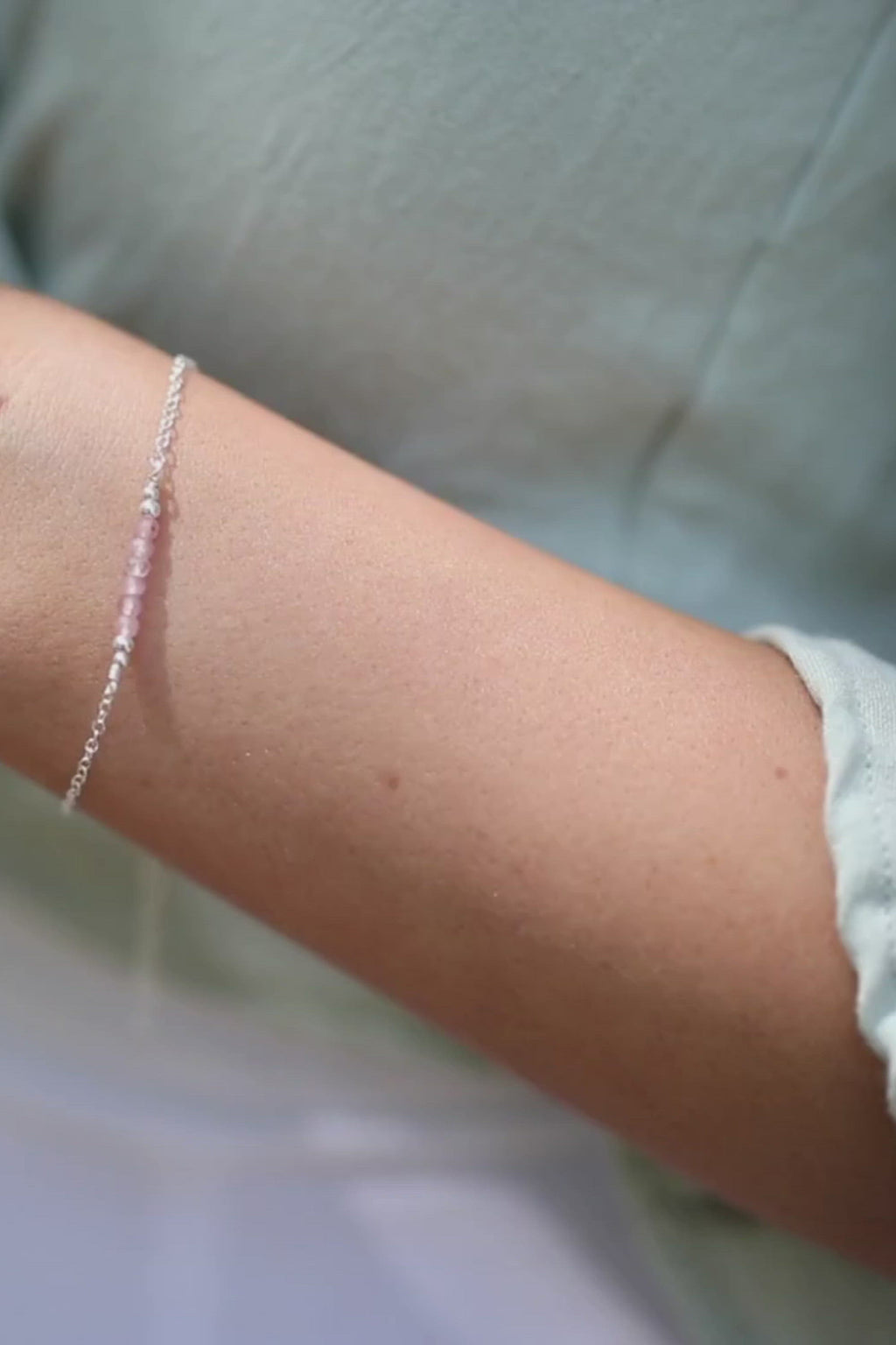 Sparkling Pink Rose Quartz Gemstone Faceted Bead Bar Bracelet