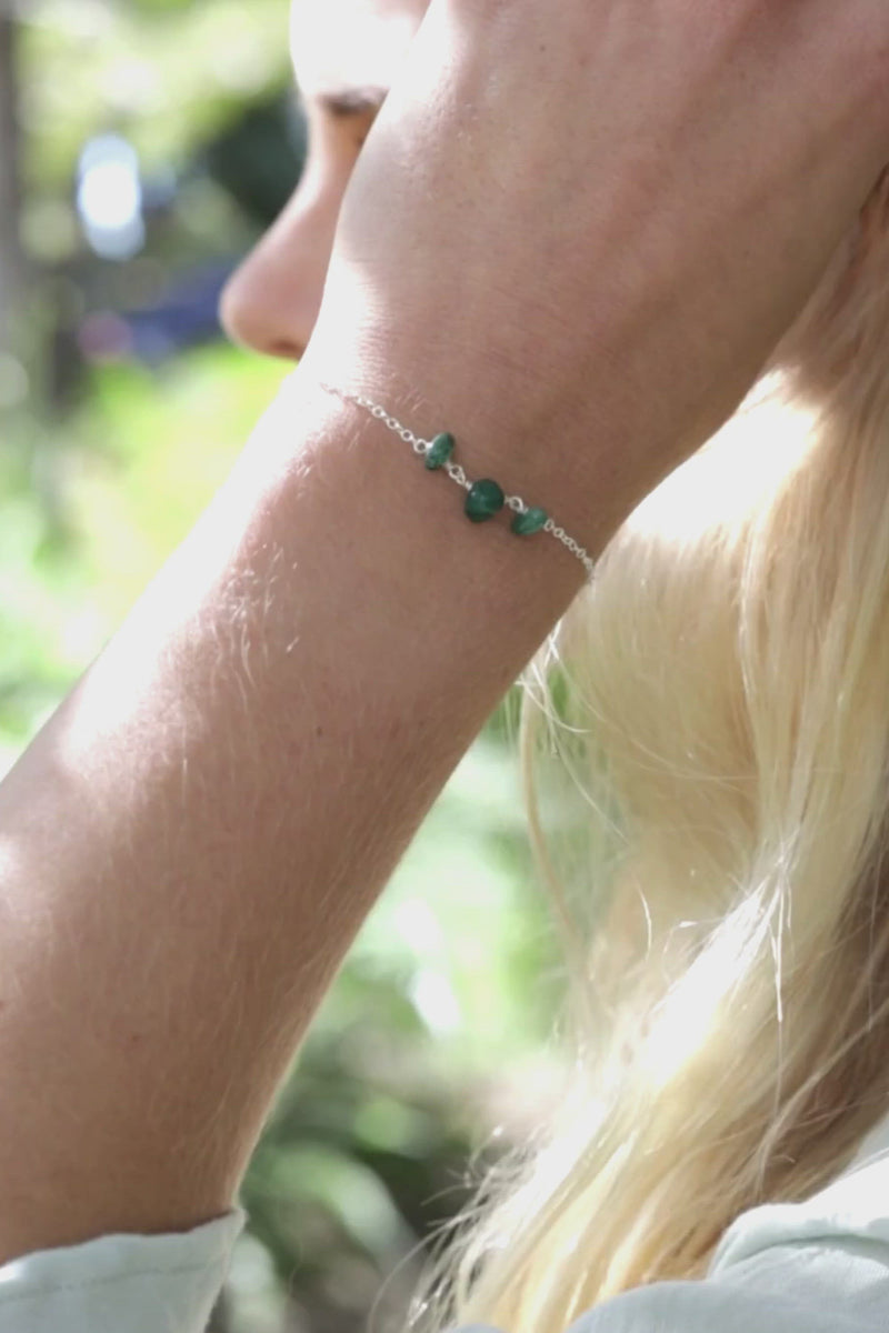 Emerald Beaded Chain Bracelet