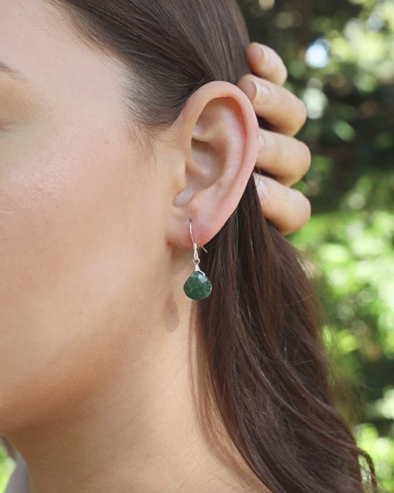 Green Aventurine Gemstone Teardrop Dangle Earrings
