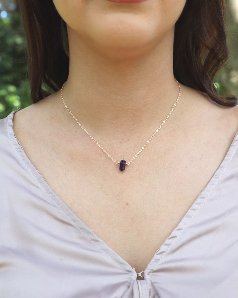 Double Terminated Amethyst Mini Crystal Point Necklace
