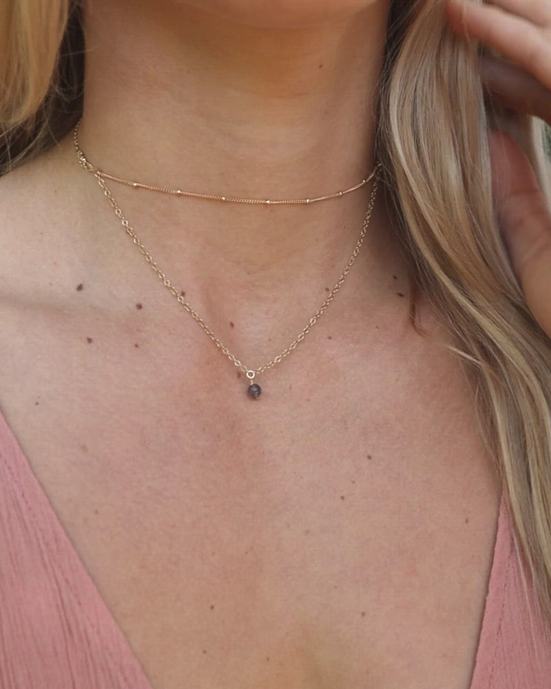 Iolite Gemstone Chain Layered Choker Necklace