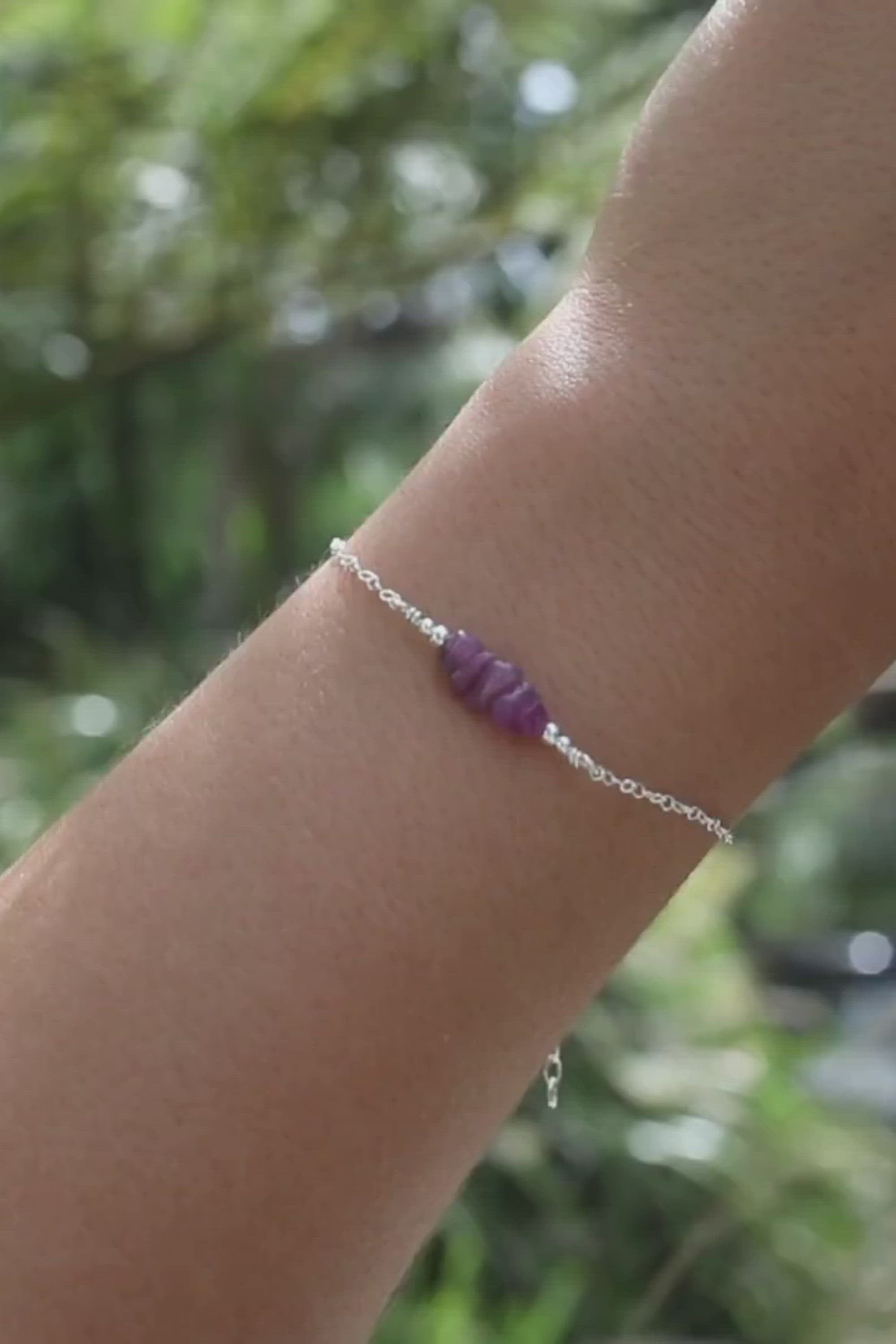 Ruby Chip Bead Bar Bracelet