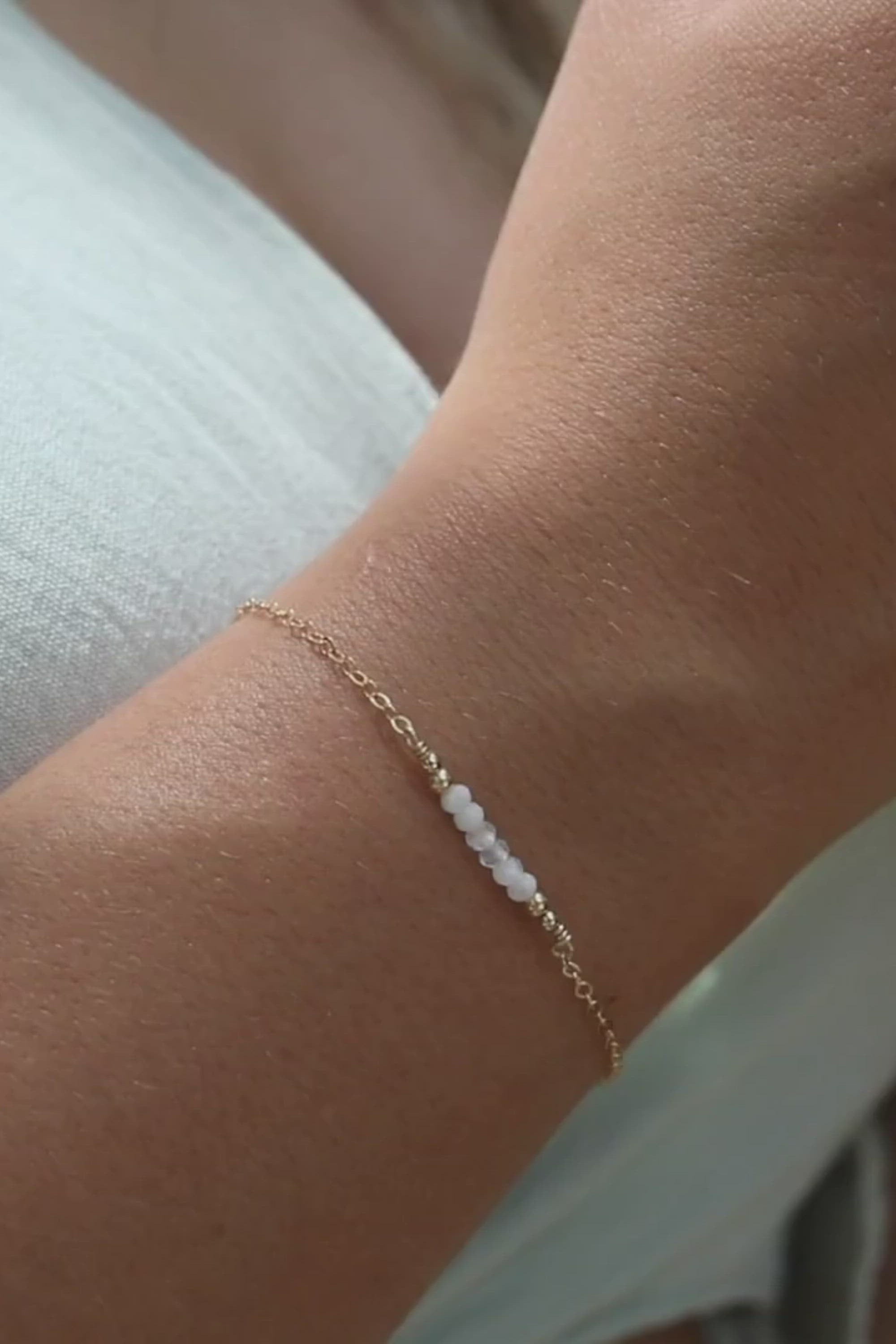 Sparkling Rainbow Moonstone Gemstone Faceted Bead Bar Bracelet