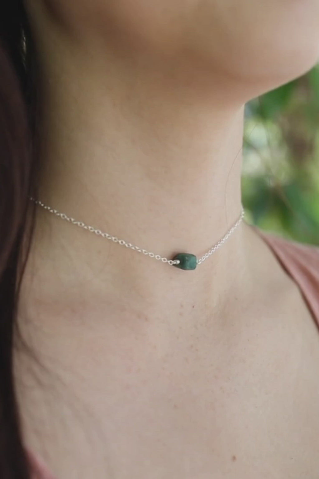 Tiny Raw Emerald Crystal Nugget Choker
