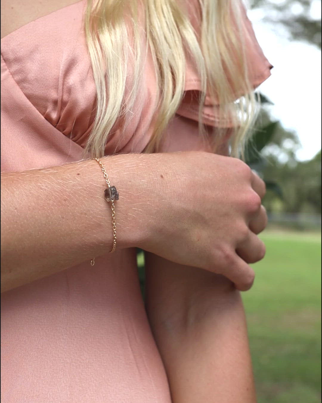 Raw Smoky Quartz Crystal Nugget Bracelet
