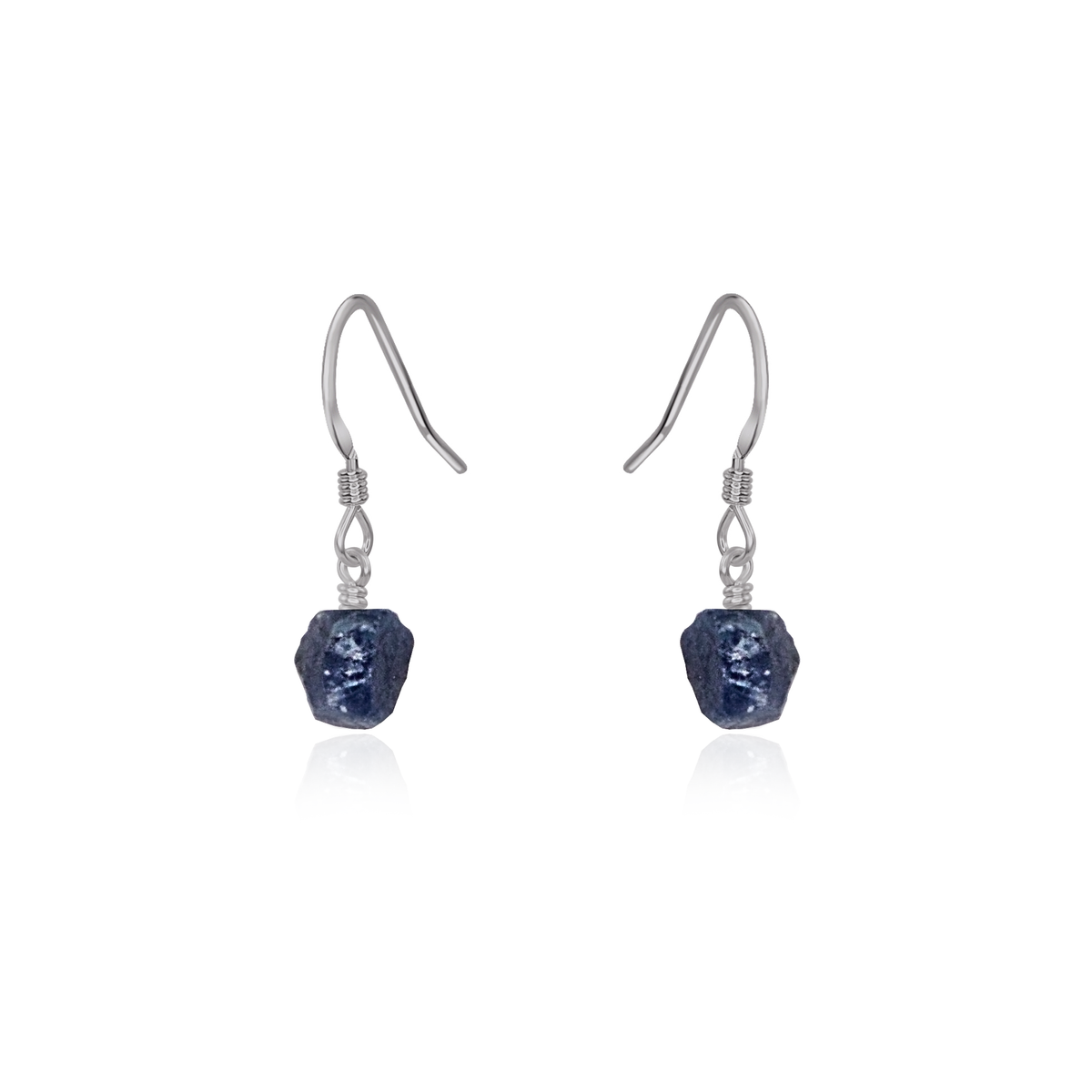 Raw Blue Sapphire Crystal Dangle Drop Earrings