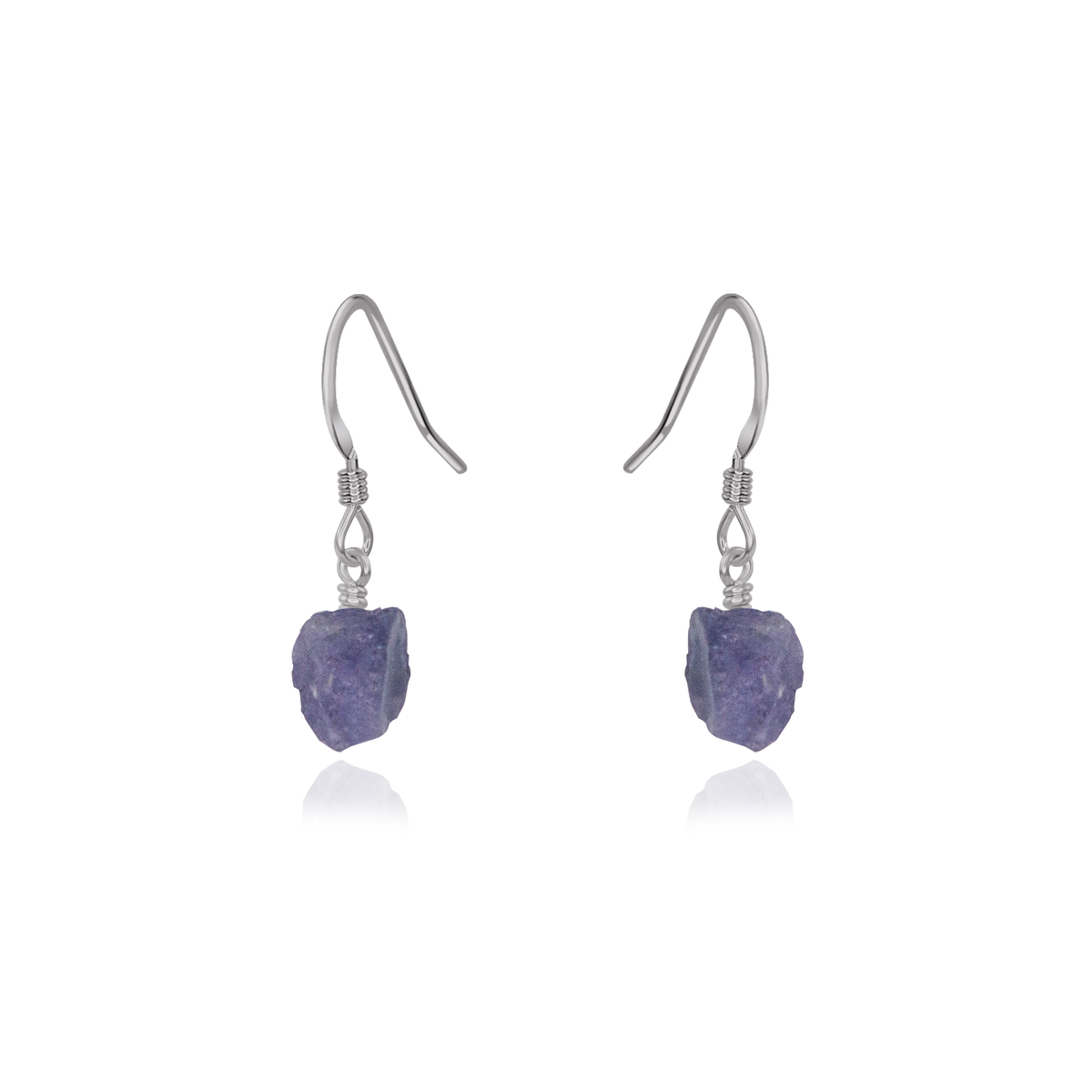 Raw Purple Tanzanite Crystal Dangle Drop Earrings