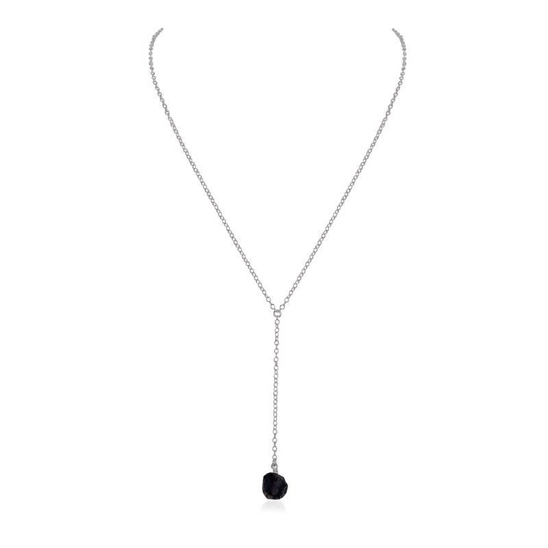Raw Obsidian Crystal Lariat Necklace