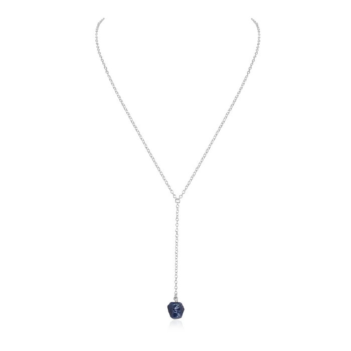 Raw Sapphire Crystal Lariat Necklace