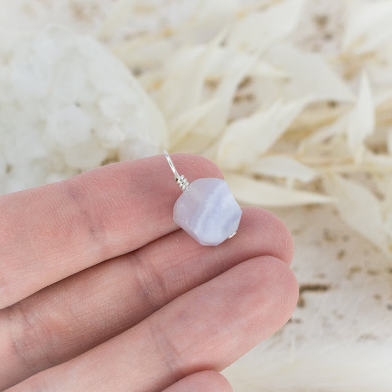 Tiny Raw Blue Lace Agate Crystal Pendant