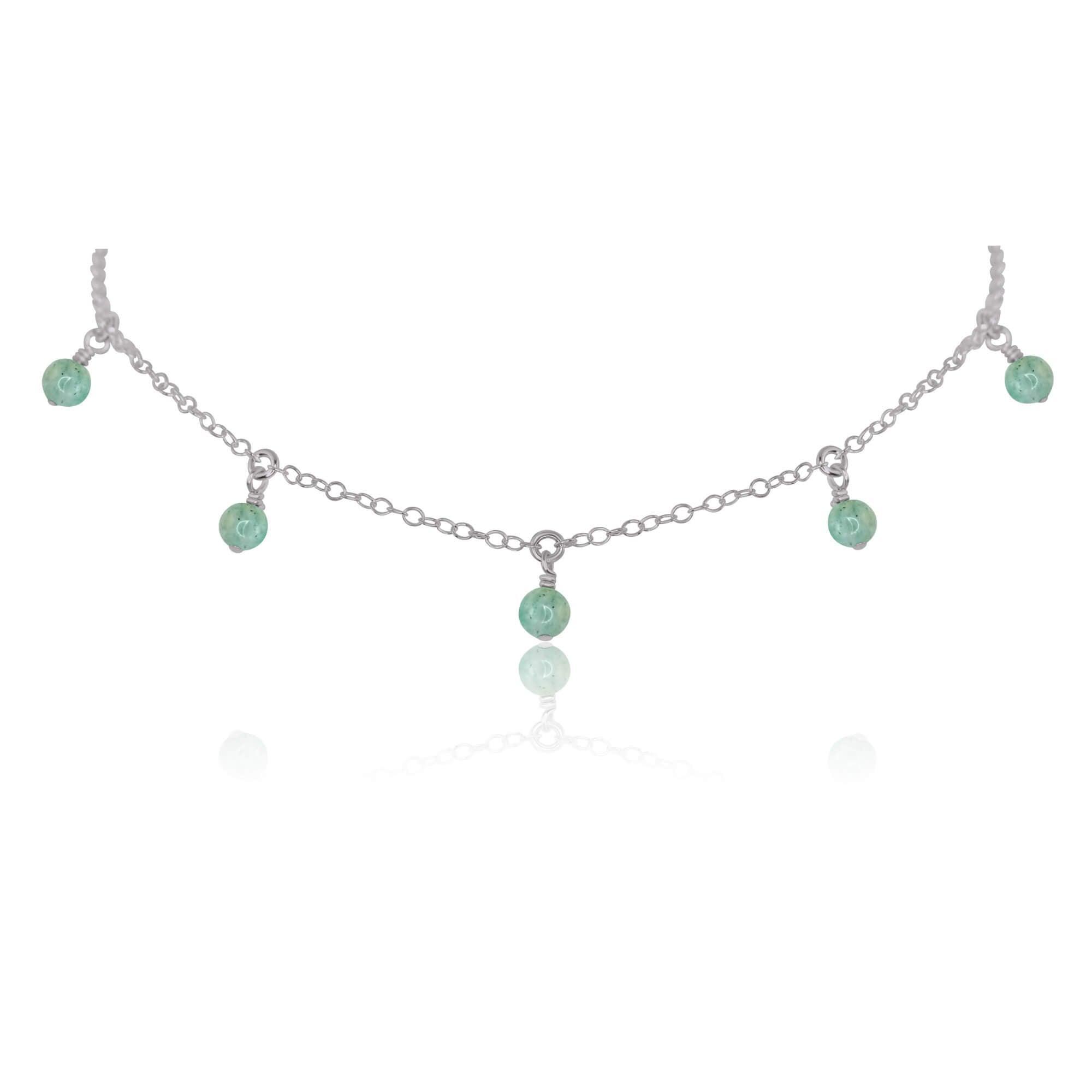 Amazonite Bead Drop Choker - Amazonite Bead Drop Choker - Stainless Steel - Luna Tide Handmade Crystal Jewellery