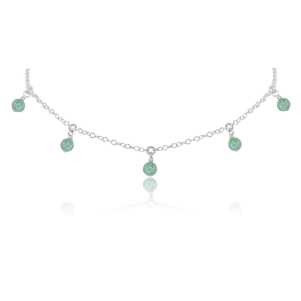 Amazonite Bead Drop Choker - Amazonite Bead Drop Choker - Sterling Silver - Luna Tide Handmade Crystal Jewellery