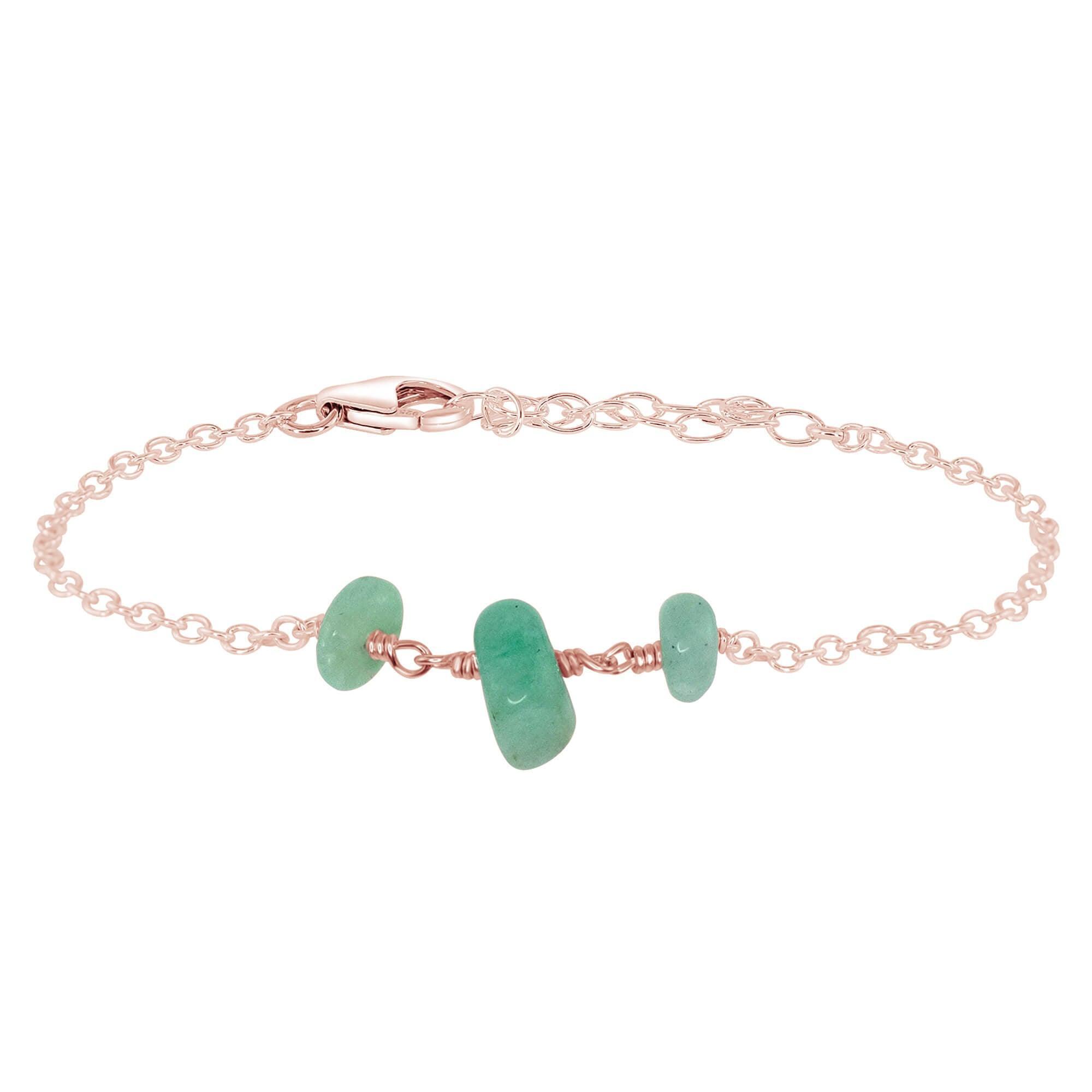 Amazonite Beaded Chain Bracelet - Amazonite Beaded Chain Bracelet - 14k Rose Gold Fill - Luna Tide Handmade Crystal Jewellery