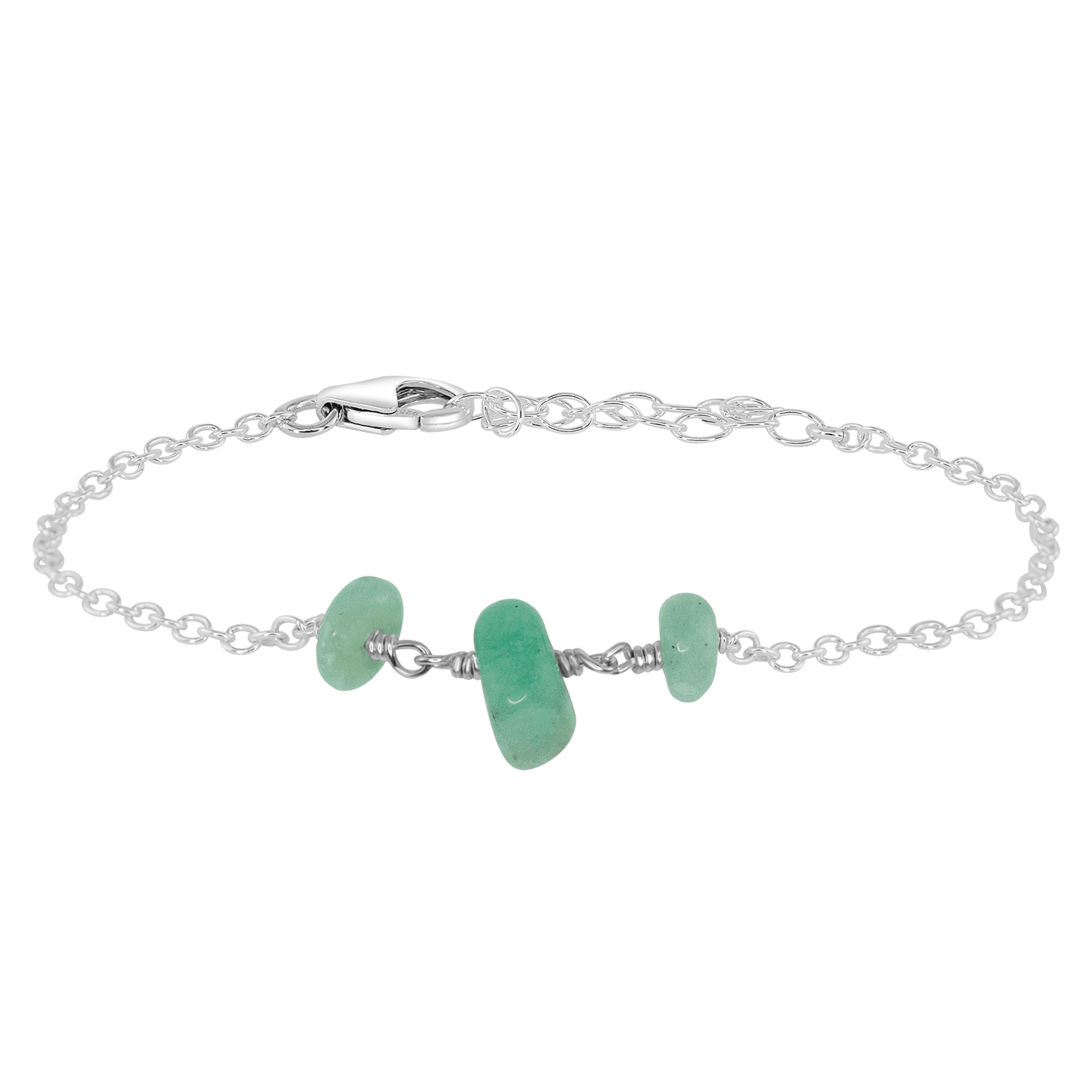 Amazonite Beaded Chain Bracelet - Amazonite Beaded Chain Bracelet - Sterling Silver - Luna Tide Handmade Crystal Jewellery