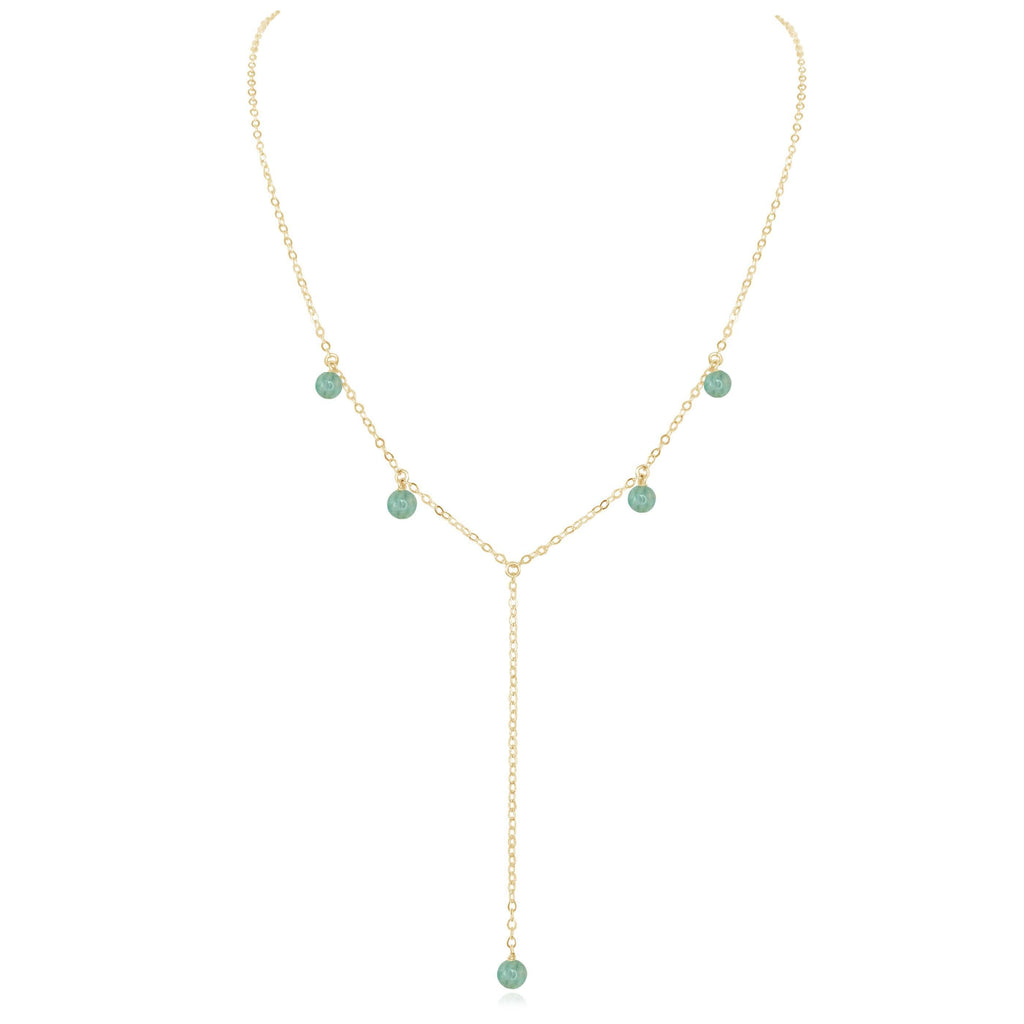 Amazonite Boho Lariat Necklace - Amazonite Boho Lariat Necklace - 14k Gold Fill - Luna Tide Handmade Crystal Jewellery