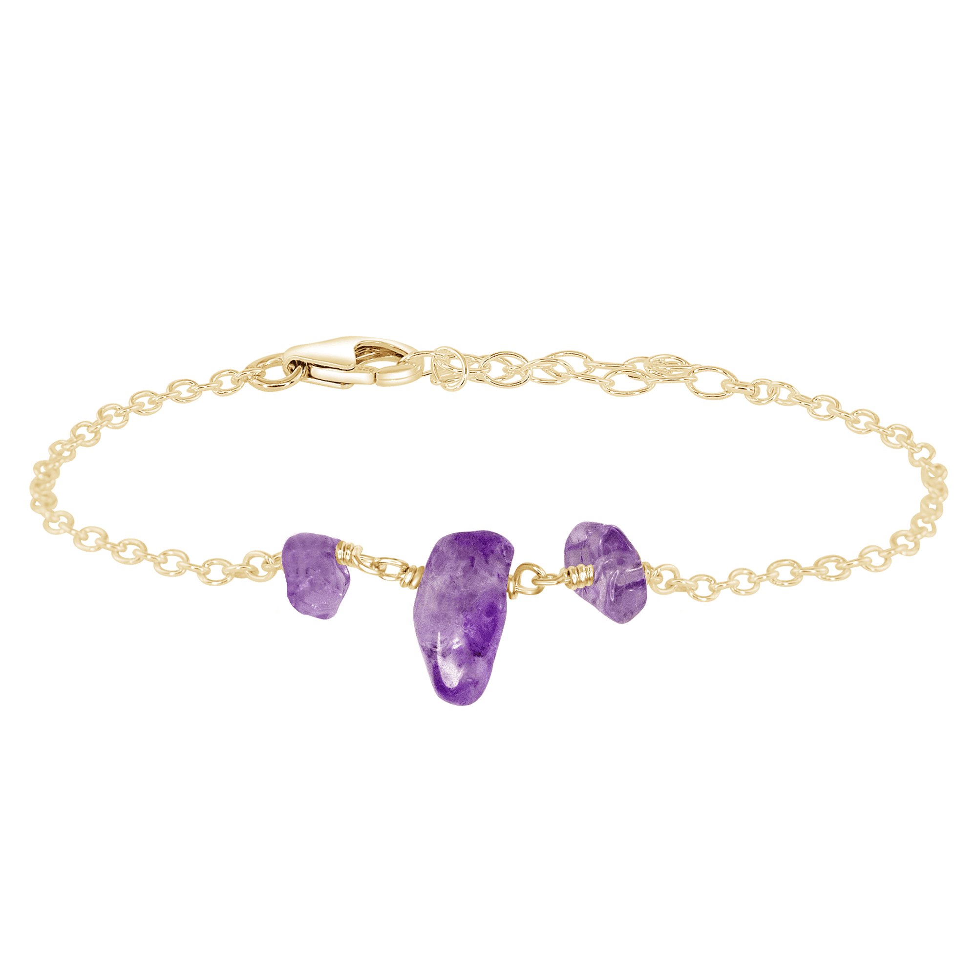 Amethyst Beaded Chain Bracelet - Amethyst Beaded Chain Bracelet - 14k Gold Fill - Luna Tide Handmade Crystal Jewellery