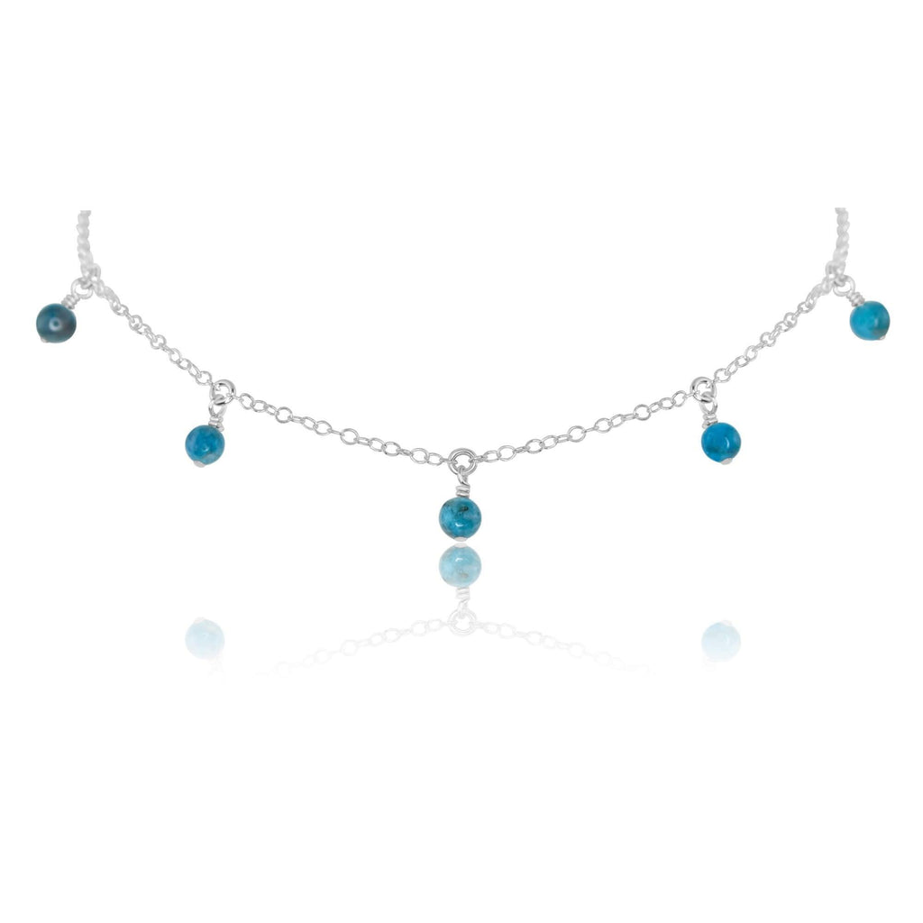 Bead Drop Choker - Apatite - Sterling Silver - Luna Tide Handmade Jewellery