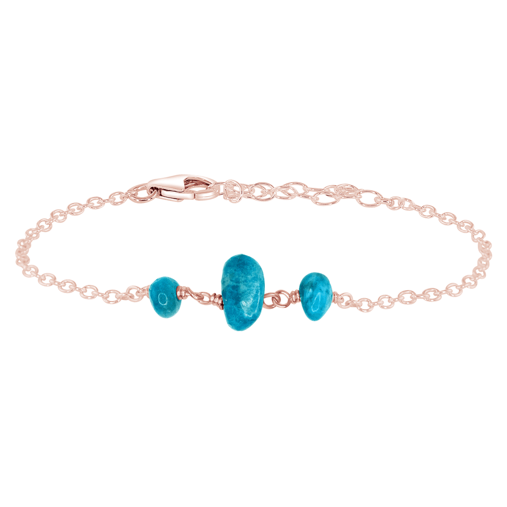 Apatite Beaded Chain Bracelet - Apatite Beaded Chain Bracelet - 14k Rose Gold Fill - Luna Tide Handmade Crystal Jewellery