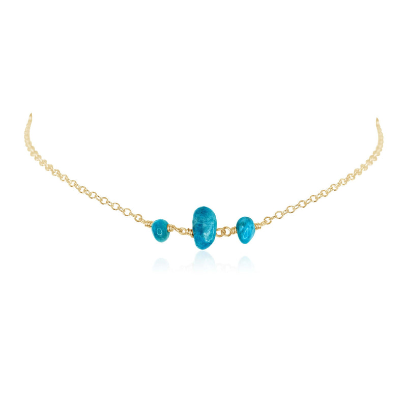Beaded Chain Choker - Apatite - 14K Gold Fill - Luna Tide Handmade Jewellery