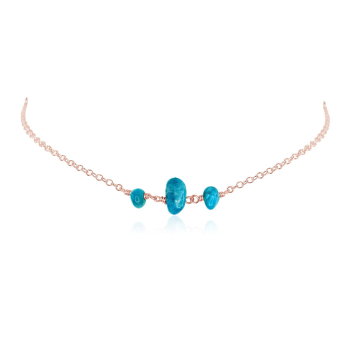 Apatite Beaded Chain Choker Necklace - Apatite Beaded Chain Choker Necklace - 14k Rose Gold Fill - Luna Tide Handmade Crystal Jewellery
