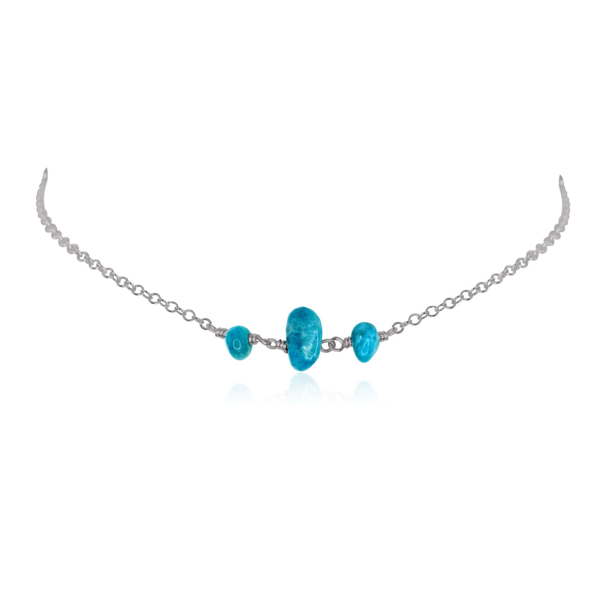 Beaded Chain Choker - Apatite - Stainless Steel - Luna Tide Handmade Jewellery