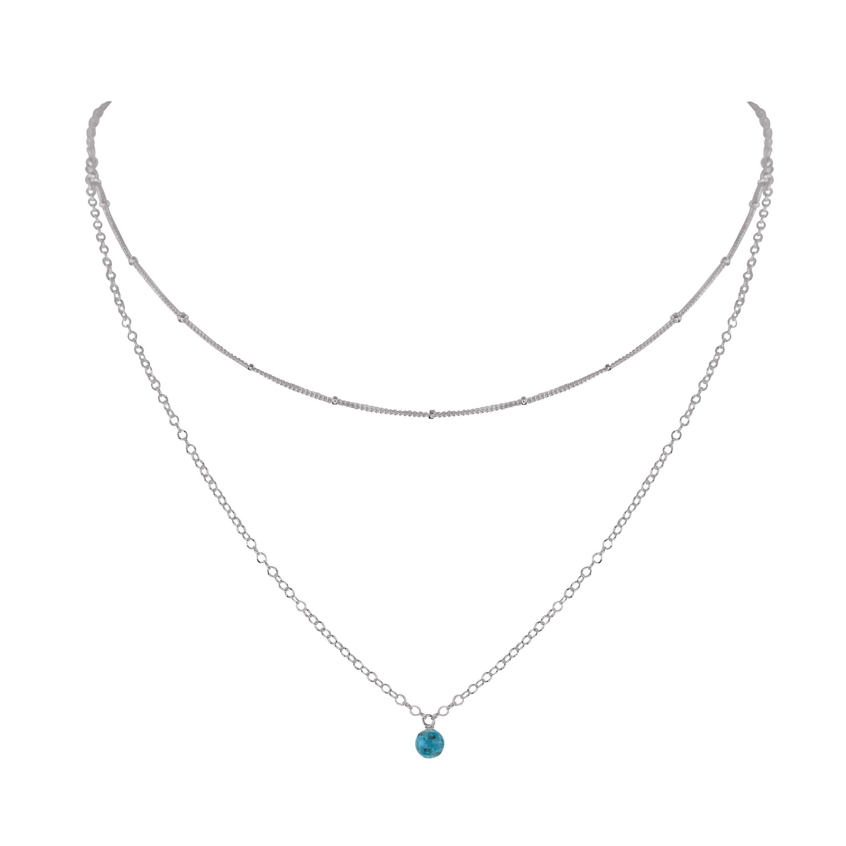Apatite Gemstone Chain Layered Choker Necklace - Apatite Gemstone Chain Layered Choker Necklace - Stainless Steel - Luna Tide Handmade Crystal Jewellery