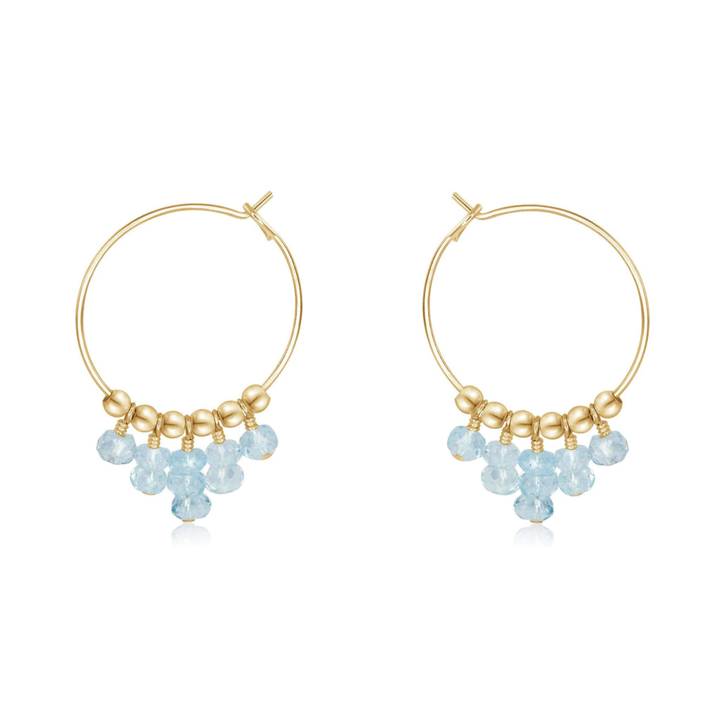 Aquamarine Statement Hoop Earrings - Aquamarine Statement Hoop Earrings - 14k Gold Fill - Luna Tide Handmade Crystal Jewellery