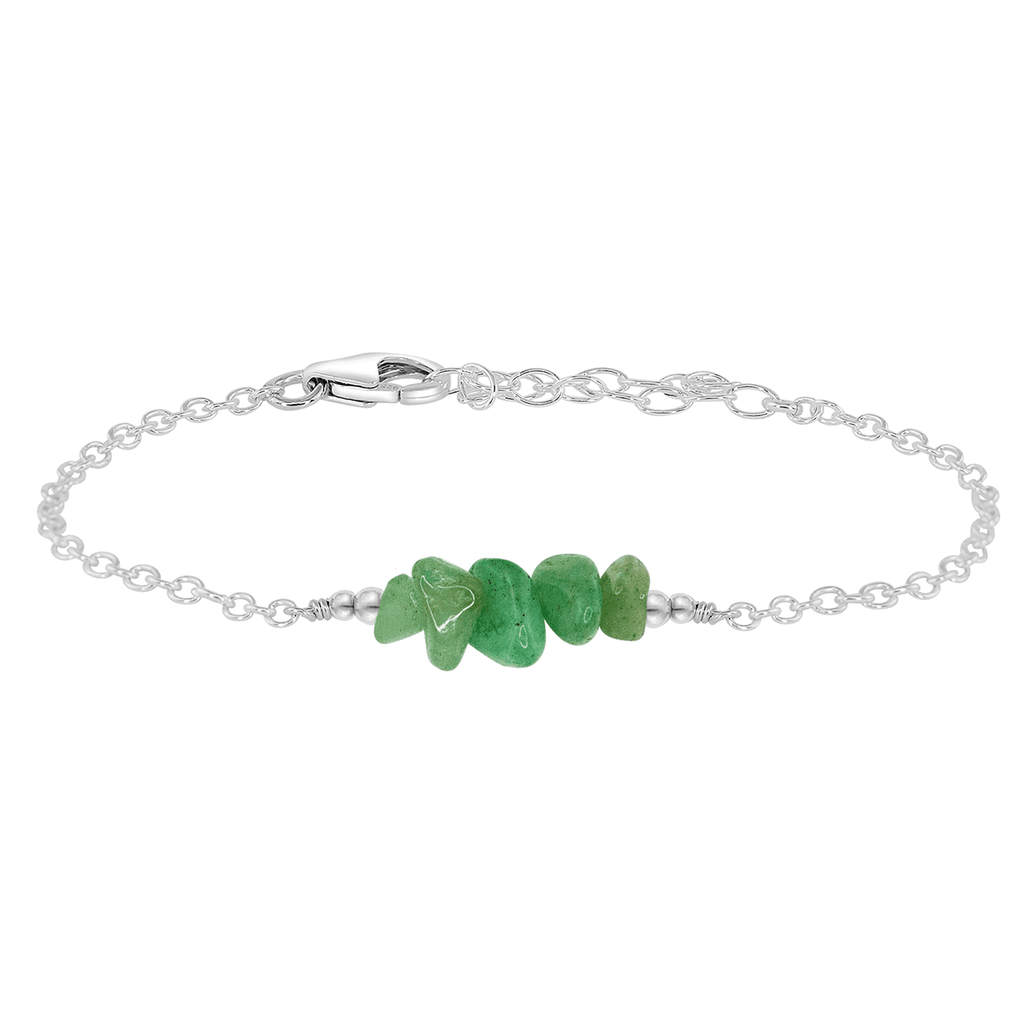 Aventurine Chip Bead Bar Bracelet - Aventurine Chip Bead Bar Bracelet - Sterling Silver - Luna Tide Handmade Crystal Jewellery
