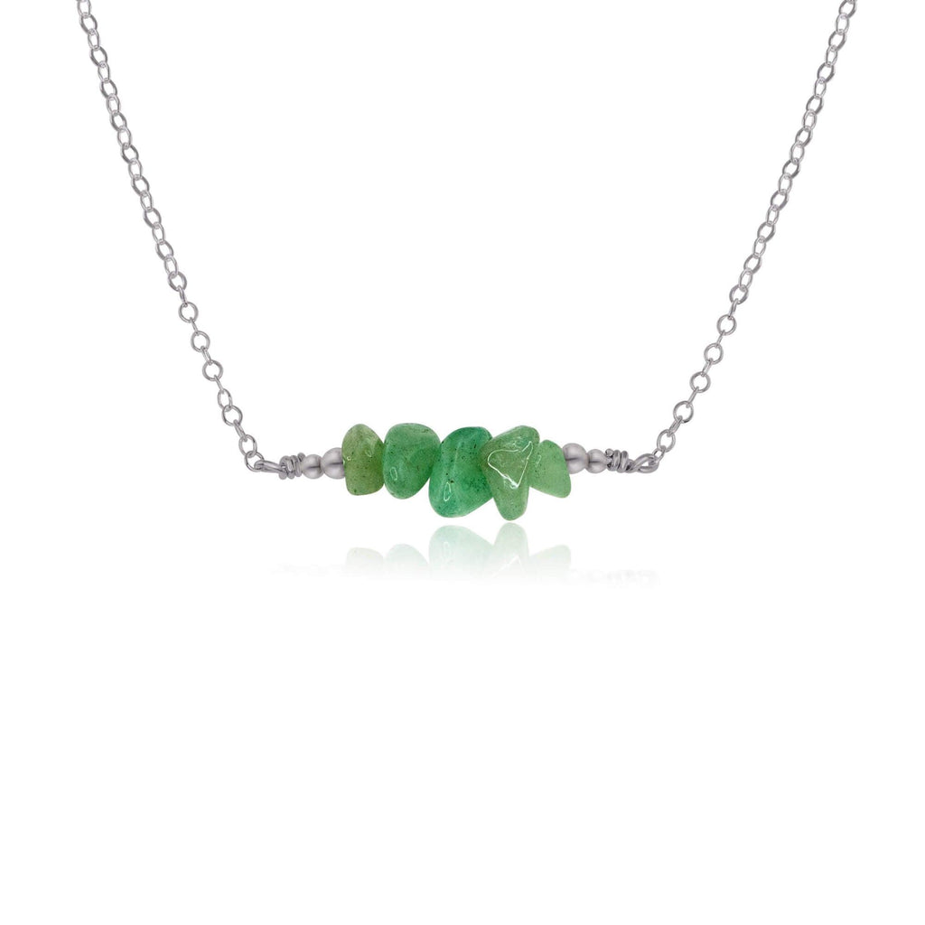 Aventurine Chip Bead Bar Necklace - Aventurine Chip Bead Bar Necklace - Stainless Steel - Luna Tide Handmade Crystal Jewellery