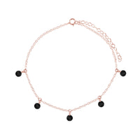 Bead Drop Anklet - Black Onyx - 14K Rose Gold Fill - Luna Tide Handmade Jewellery