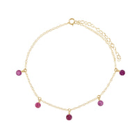 Bead Drop Anklet - Ruby - 14K Gold Fill - Luna Tide Handmade Jewellery