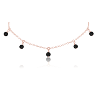 Bead Drop Choker - Black Onyx - 14K Rose Gold Fill - Luna Tide Handmade Jewellery