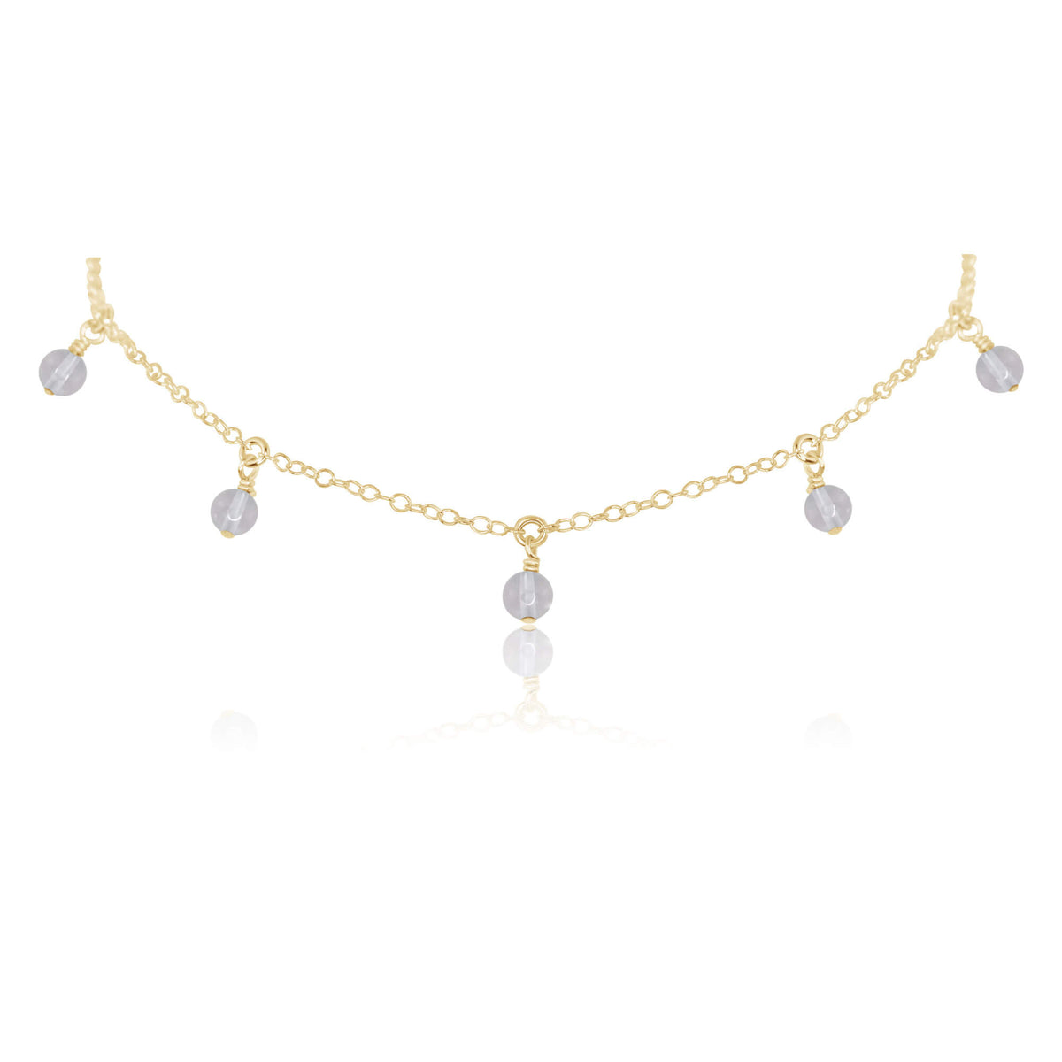 Bead Drop Choker - Crystal Quartz - 14K Gold Fill - Luna Tide Handmade Jewellery