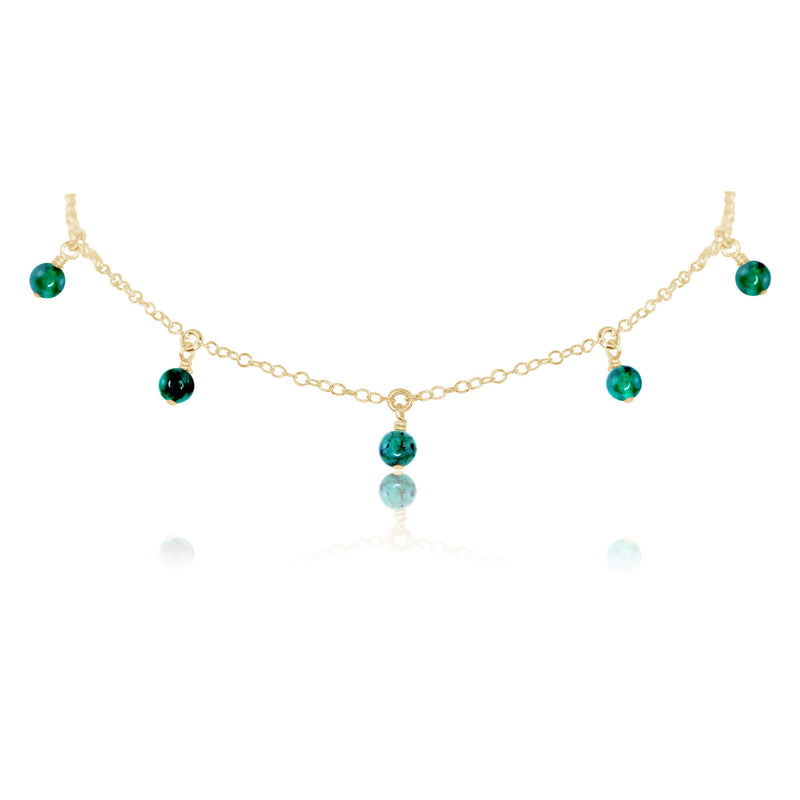 Bead Drop Choker - Emerald - 14K Gold Fill - Luna Tide Handmade Jewellery