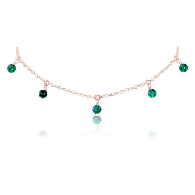 Bead Drop Choker - Emerald - 14K Rose Gold Fill - Luna Tide Handmade Jewellery