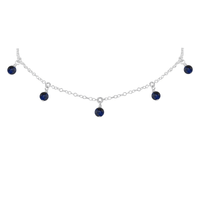Bead Drop Choker - Sapphire - Sterling Silver - Luna Tide Handmade Jewellery