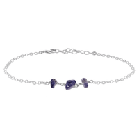 Beaded Chain Anklet - Iolite - Sterling Silver - Luna Tide Handmade Jewellery