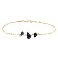 Beaded Chain Anklet - Sapphire - 14K Gold Fill - Luna Tide Handmade Jewellery
