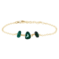 Beaded Chain Bracelet - Emerald - 14K Gold Fill - Luna Tide Handmade Jewellery